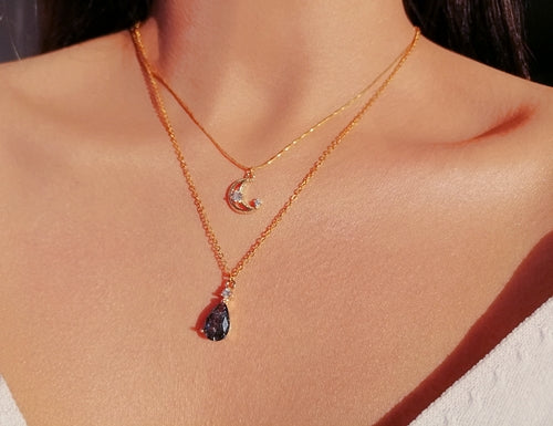 Pure Essence Celestial Layers – 18K Gold Plated Moon Necklace