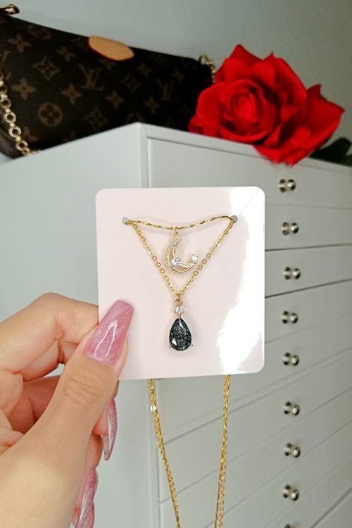 Pure Essence Celestial Layers – 18K Gold Plated Moon Necklace