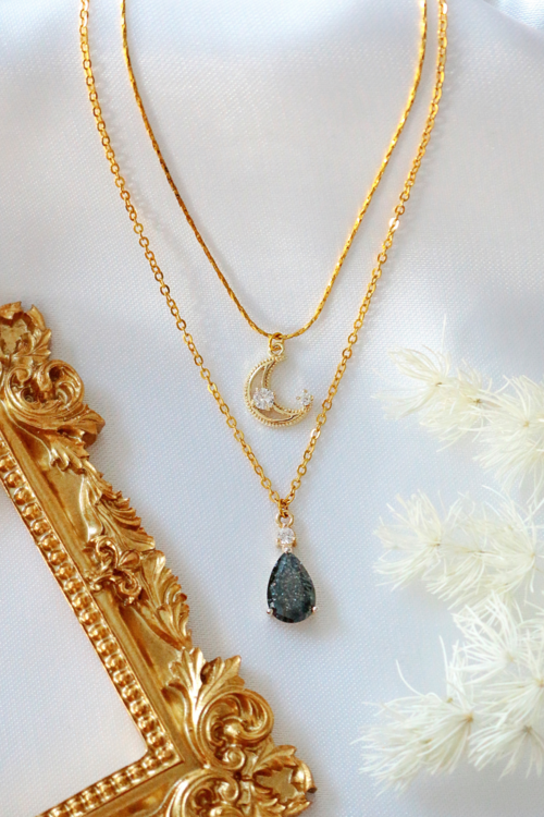 Pure Essence Celestial Layers – 18K Gold Plated Moon Necklace
